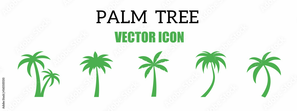 Palm tree icon illustration set. Stock vector.