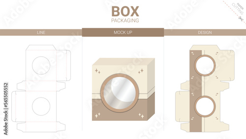 Box packaging and mockup die cut template