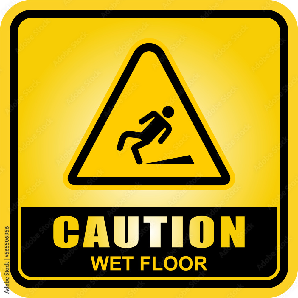 Caution, wet floor, sign vector Caution, wet floor, sign vector