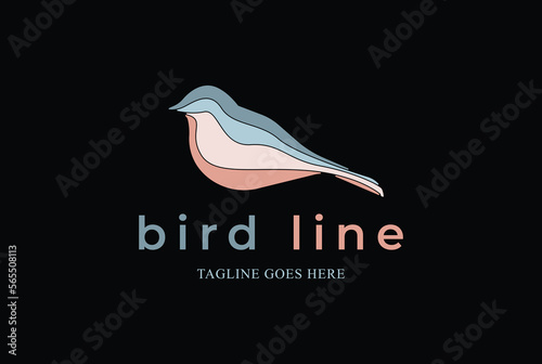 Little Robin Canary Sparrow Bird Silhouette Logo on Black Background vector design