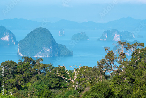 View from Dragon's Crest (Ngon Nak) Trail on sunny day. Krabi Province, Thailand.