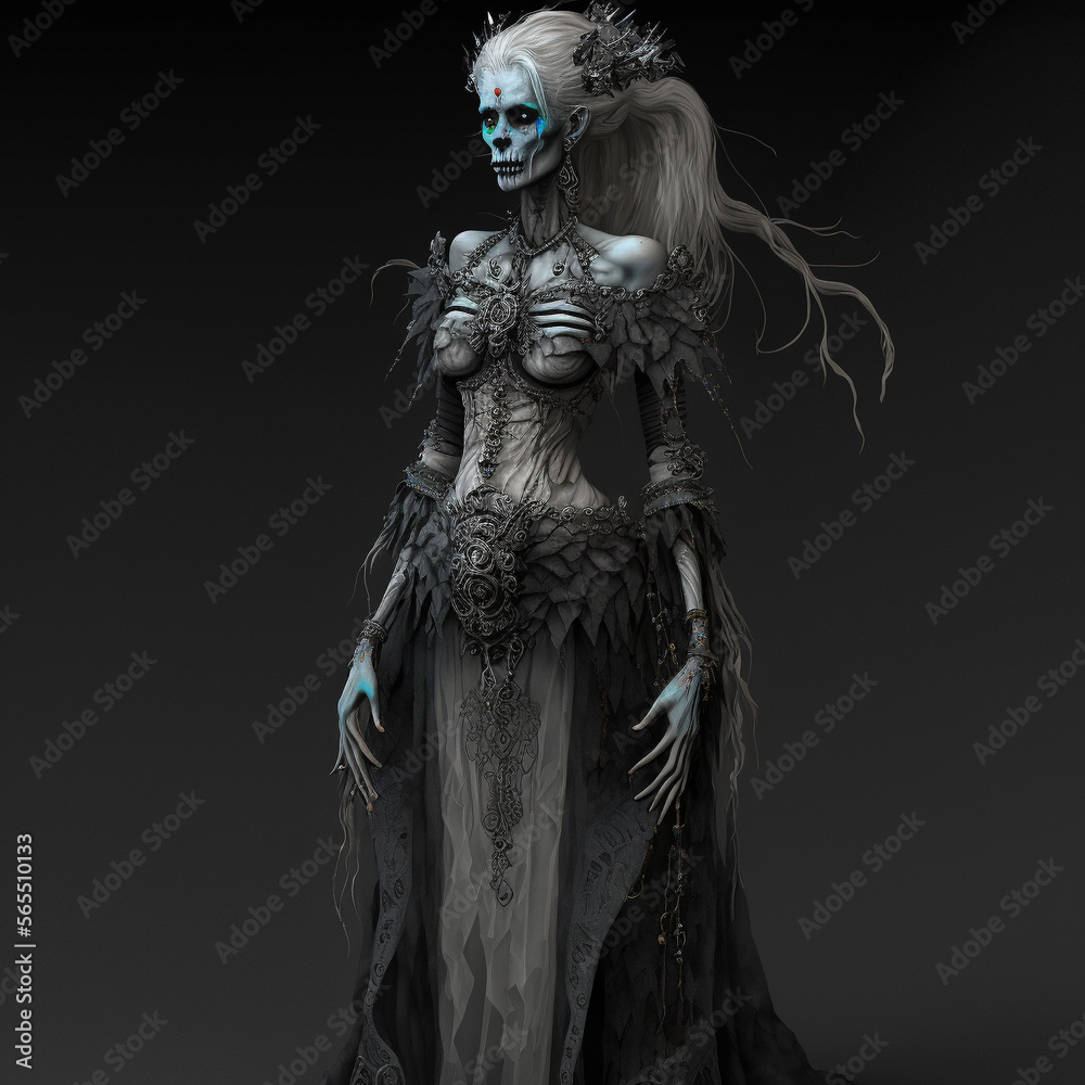 Scary fantasy woman skeleton generative ai figure Scary fantasy woman skeleton generative ai figure
