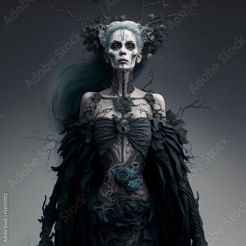 Scary halloween skeleton woman