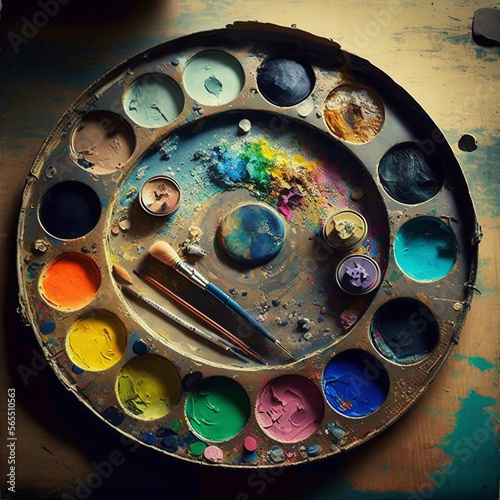 Palette of paint rustic colours