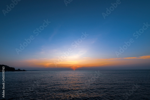 sunset over the sea of colorful cloud and sky sunset or sunrise: Dramatic sunset in twilight, Beautiful of sky