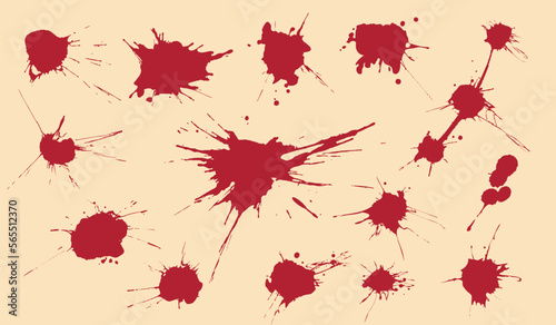 Messy splashes  spots  spatters  stains and blots. Great for food and drink themes and horror themes. 