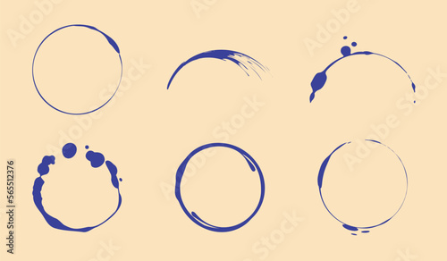 Set of simple vector wine, coffee ring, stains and splashes. Great for logos, backgrounds and overlays. 