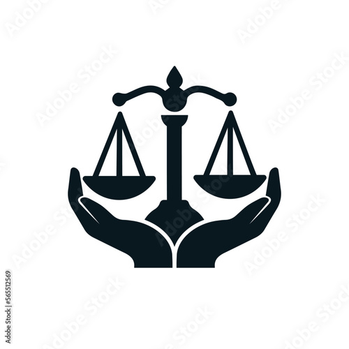 justice logo. Attorney, barrister, lawyer service icon design.