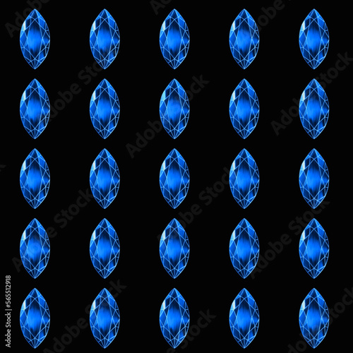 サファイヤのイラスト、誕生石のイラスト素材、マーキスカットの宝石、青い宝石のイラスト、宝石の背景イラスト、青い鉱物のイラスト