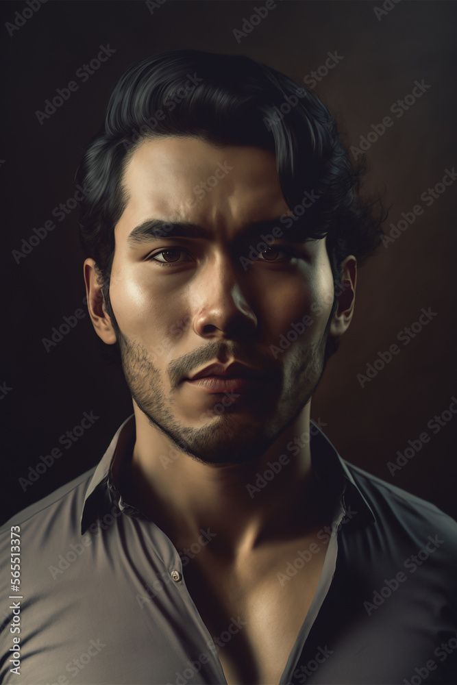 Portrait of a beautiful asian man, handsome portrait. Generative ai. Portrait of a beautiful asian man, handsome portrait. Generative ai.