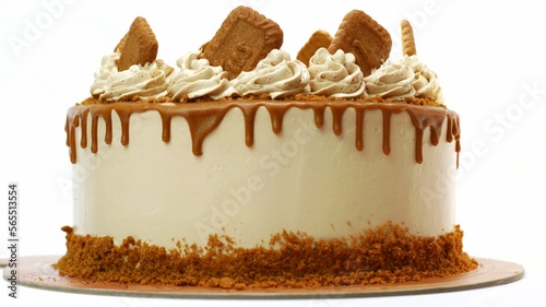 Tableau sur toile selective focus of biscoff butter cake with crushed lotus cookies sprinkles