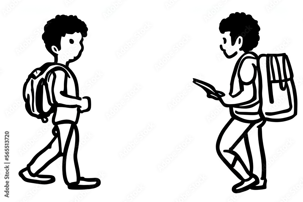 clipart draw of two students crossing by, white background,Generative IA
clipart draw of two students crossing by, white background,Generative IA