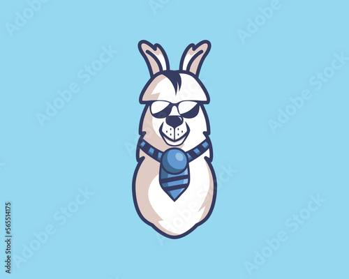 Cute cartoon alpaca illustration logo Pro Vector