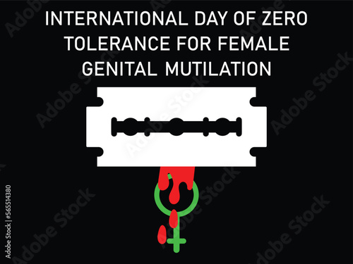 International day of zero tolerance to female genital mutilation banner on black background.