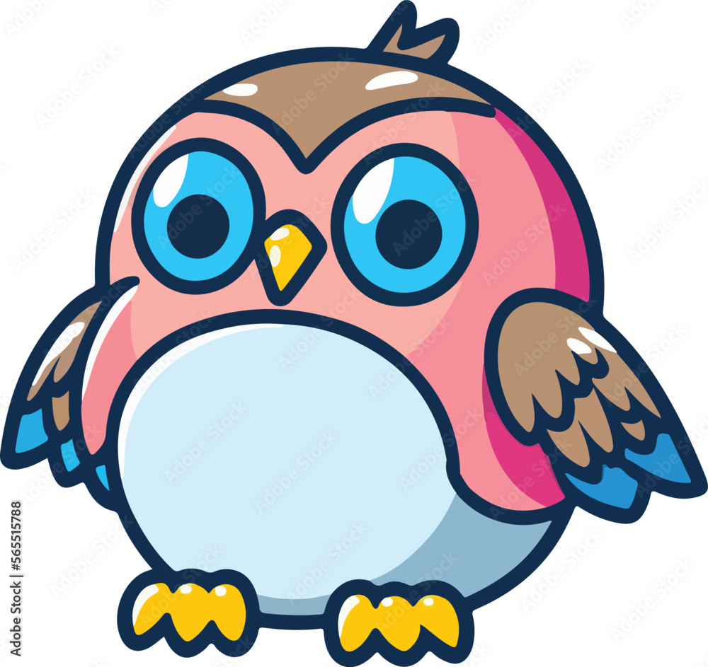 Naklejka premium Kawaii owl vector illustration