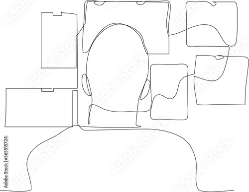 Continuous one line drawing businessman manager looking mapping schedule in business. Project planning concept. Single line draw design vector graphic illustration.