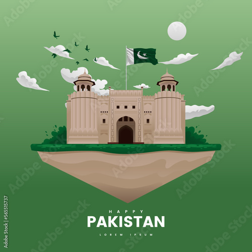 Pakistan Resolution Day High Gate Landmark Illustration Vector photo