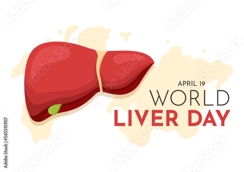 World Liver day on April 19th Illustration to Raise Global Awareness of Hepatitis in Flat Cartoon Hand Drawn for Web Banner or Landing Page Templates