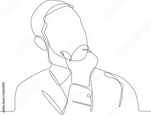 Continuous one line drawing businessman thinking about business next plan. Project planning concept. Single line draw design vector graphic illustration.