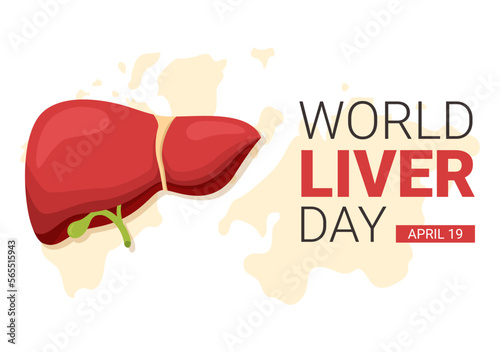 World Liver day on April 19th Illustration to Raise Global Awareness of Hepatitis in Flat Cartoon Hand Drawn for Web Banner or Landing Page Templates