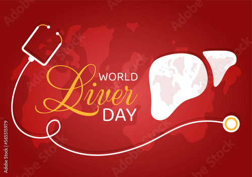 World Liver day on April 19th Illustration to Raise Global Awareness of Hepatitis in Flat Cartoon Hand Drawn for Web Banner or Landing Page Templates