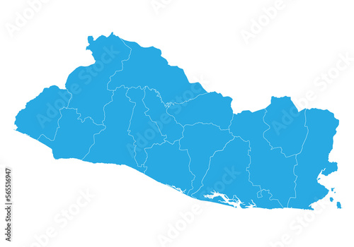 el Salvador map. High detailed blue map of el Salvador on PNG transparent background.