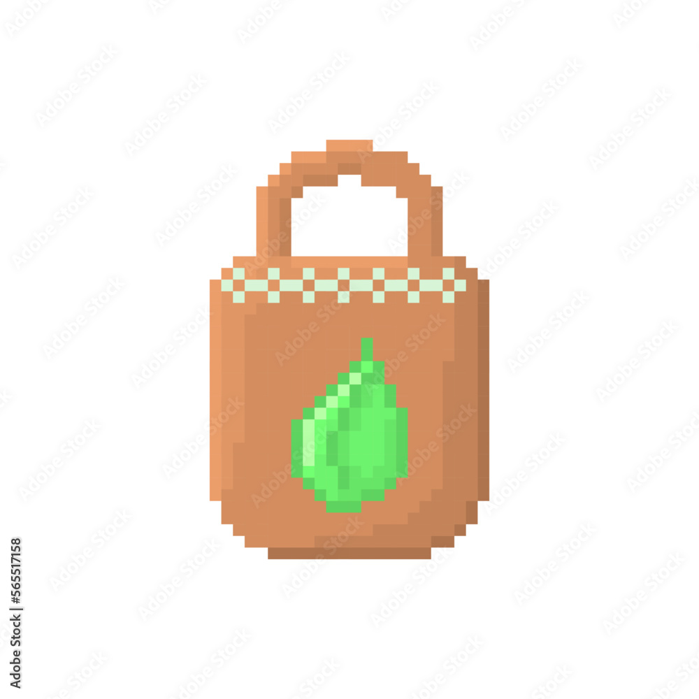 Illustration vector graphic of go green bag pixel art style Illustration vector graphic of go green bag pixel art style