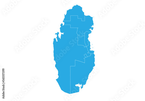 qatar map. High detailed blue map of qatar on PNG transparent background.