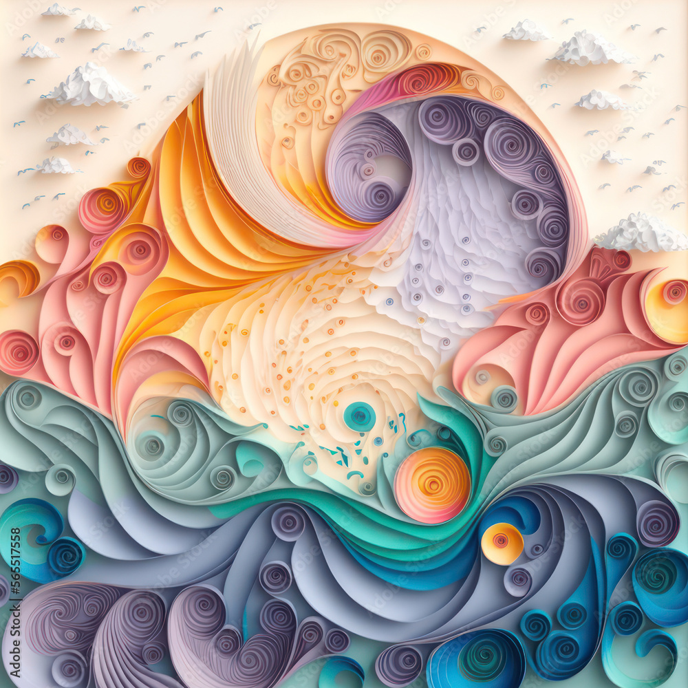 Generative AI illustration of paper art craft quilling concpetual image ...