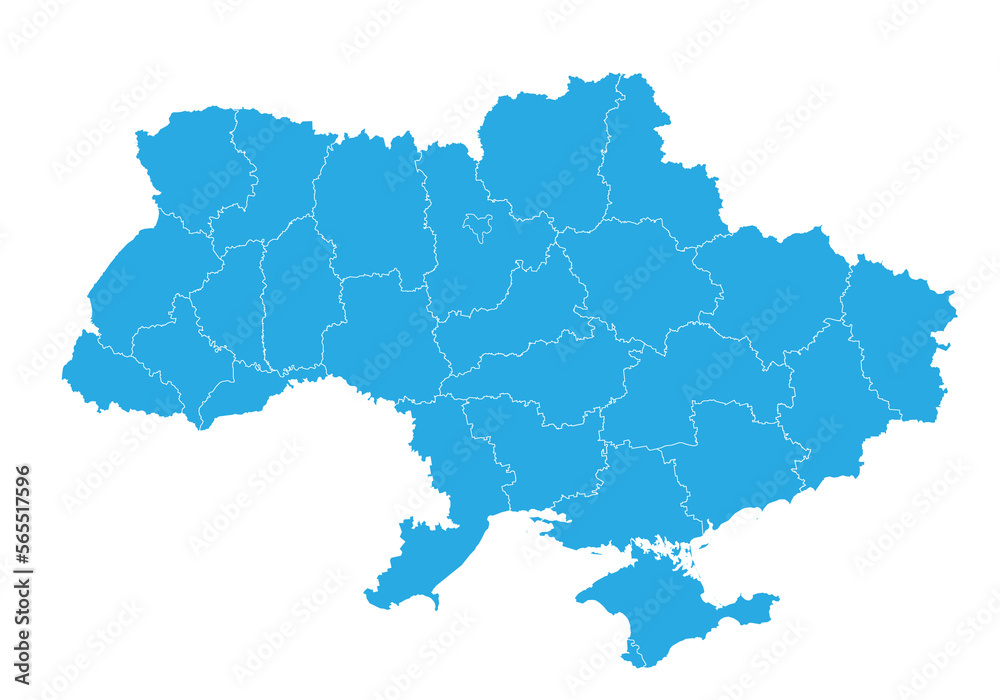 ukraine map. High detailed blue map of ukraine on PNG transparent background.