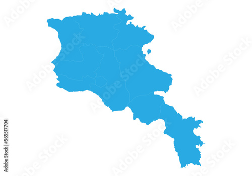 armenia map. High detailed blue map of armenia on PNG transparent background.