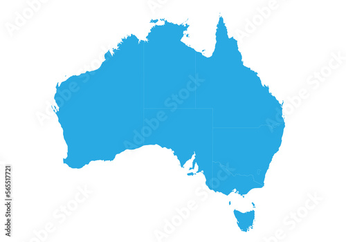 australia map. High detailed blue map of australia on PNG transparent background.