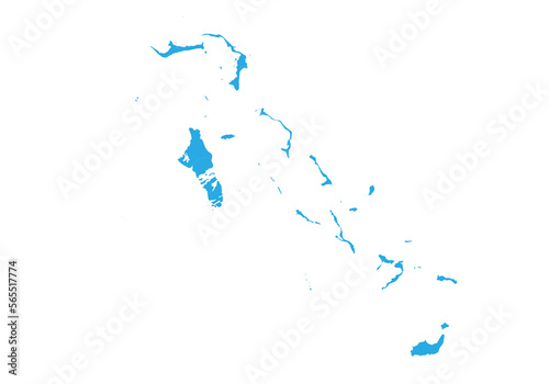 bahamas map. High detailed blue map of bahamas on PNG transparent background.