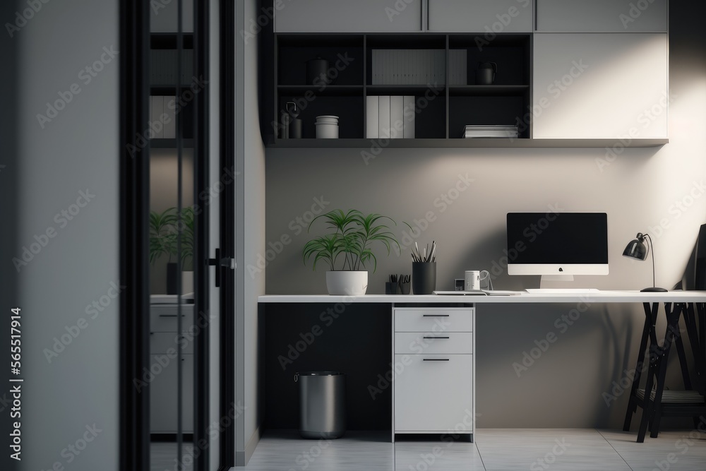 3d render of modern minimalist office made by generative ai 3d render of modern minimalist office made by generative ai