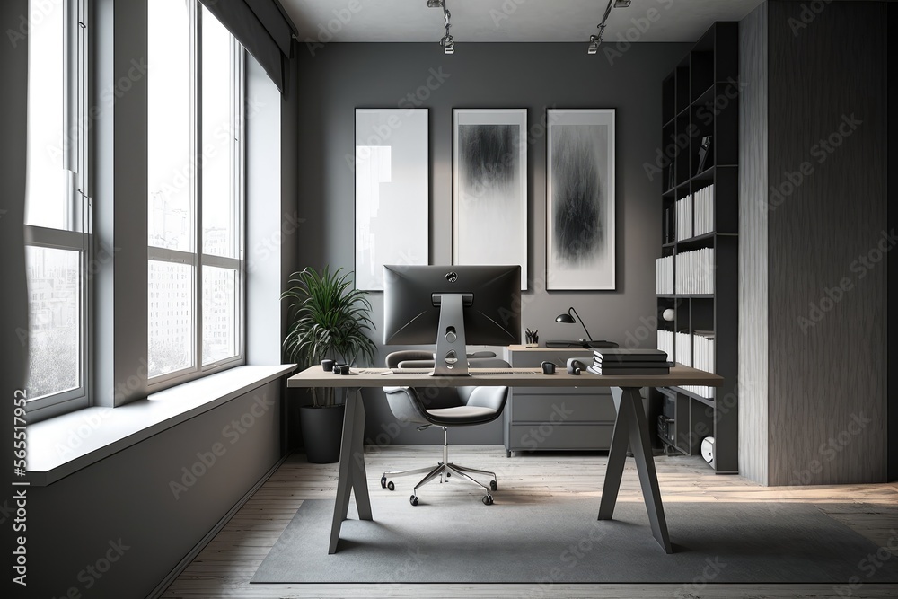 3d render of modern minimalist office made by generative ai 3d render of modern minimalist office made by generative ai