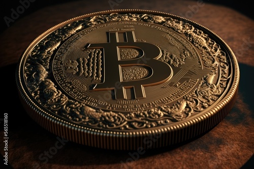 3d render of physical bitcoin crypto coin made by generative ai