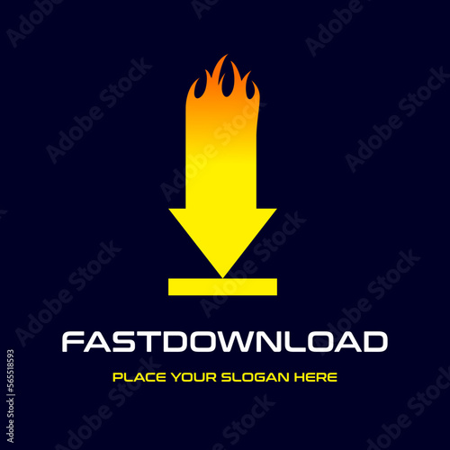 Fast download with flame vector logo template. This graphic suitable for get file business from internet.