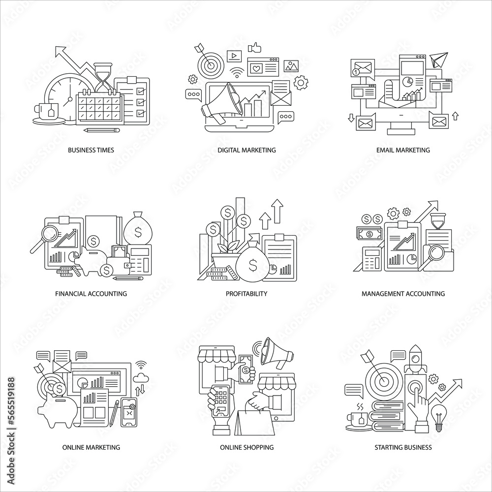 Set of Business icon vector design