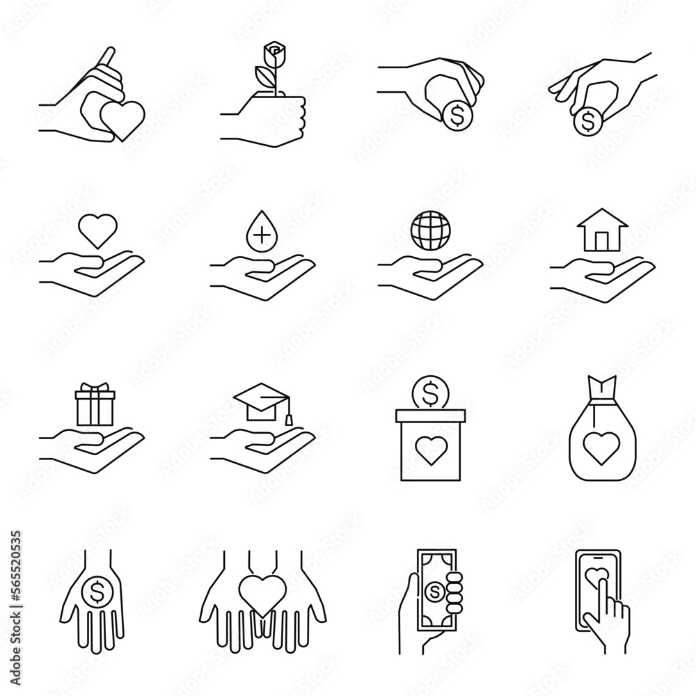 Fototapeta premium Charity icon vector collection design