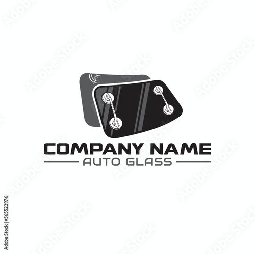illustration of auto glass repair service, logo template, vector art.