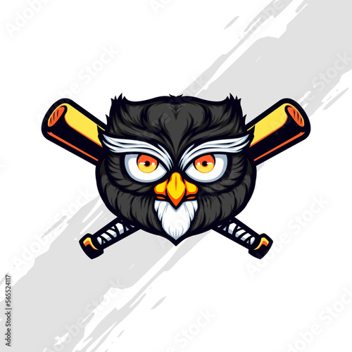 Grey Owl with Baseball Bats Mascot
