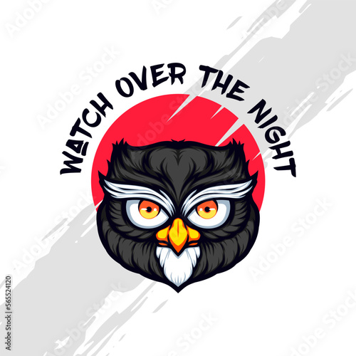 Grey Owl Mascot Watching Over the Night