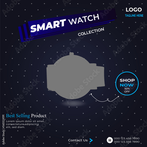 Smart watch or amazon product promotion, social media poster, instagram post, and web ads, victor template.