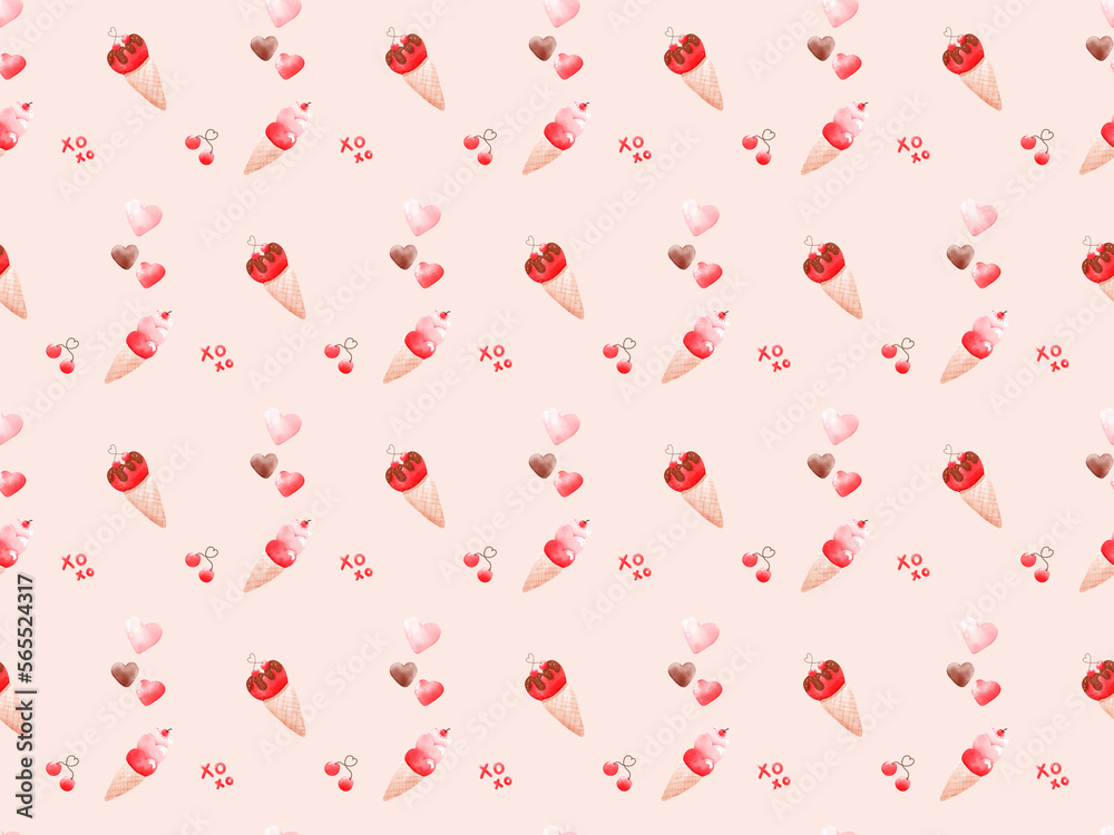 Cute Valentine Animal Seamless Patterns Background