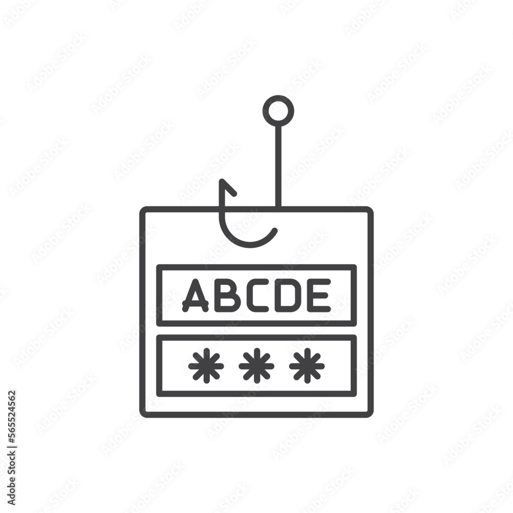 Password phishing line icon. linear style sign for mobile concept and web design. Password phishing line icon. linear style sign for mobile concept and web design.