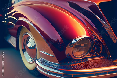 vintage car with chrome details and fins made with generative ai © Artilator Studio
