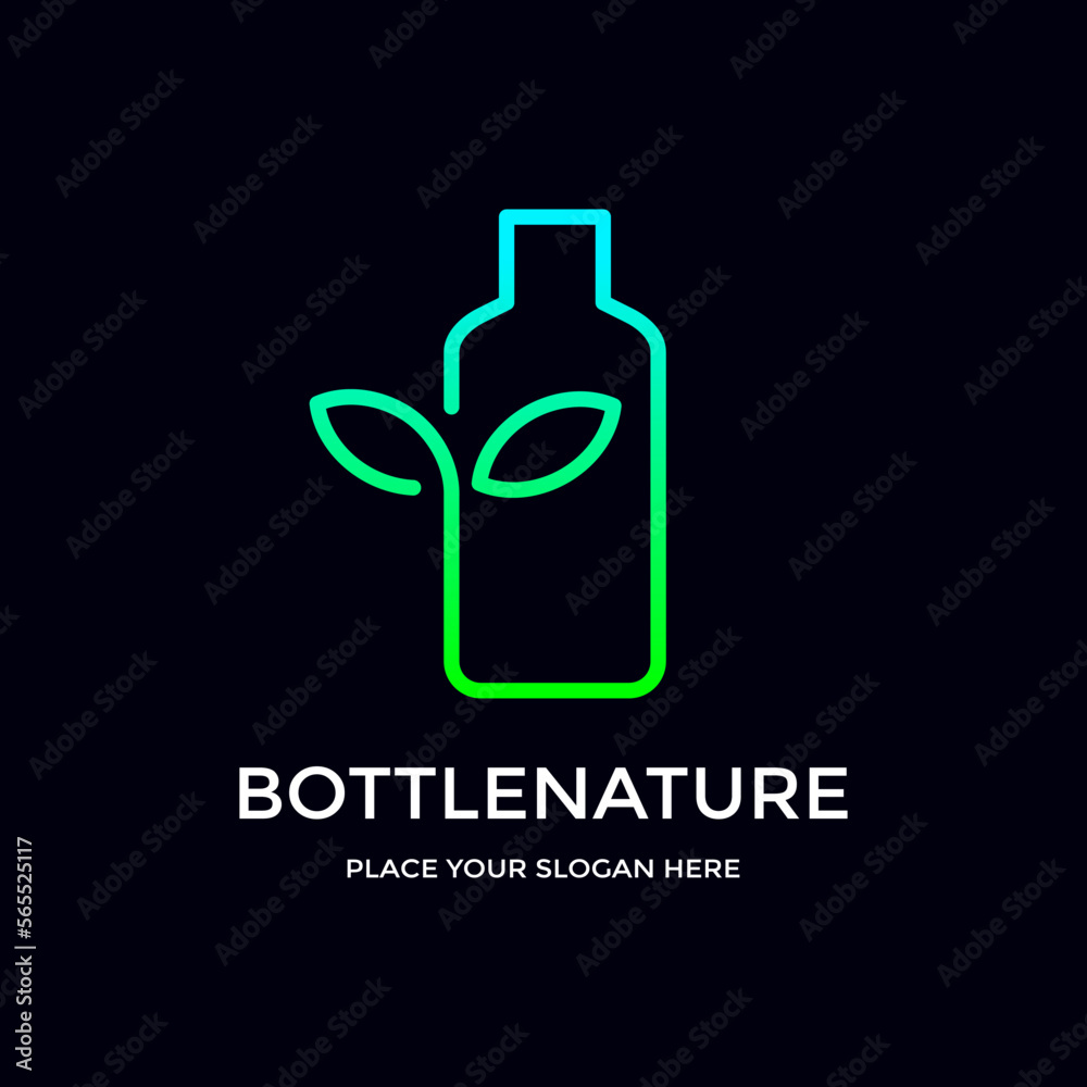 Bottle nature vector logo template. Design with leaf symbol. Bottle nature vector logo template. Design with leaf symbol.