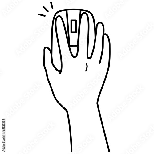 手　マウスの操作　白黒