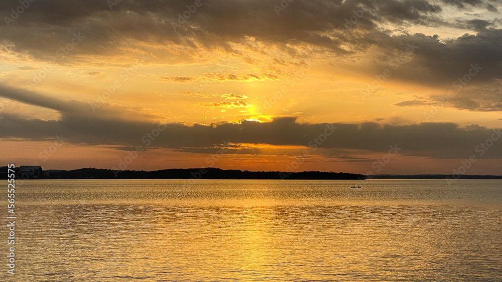 spring sunset over the lake