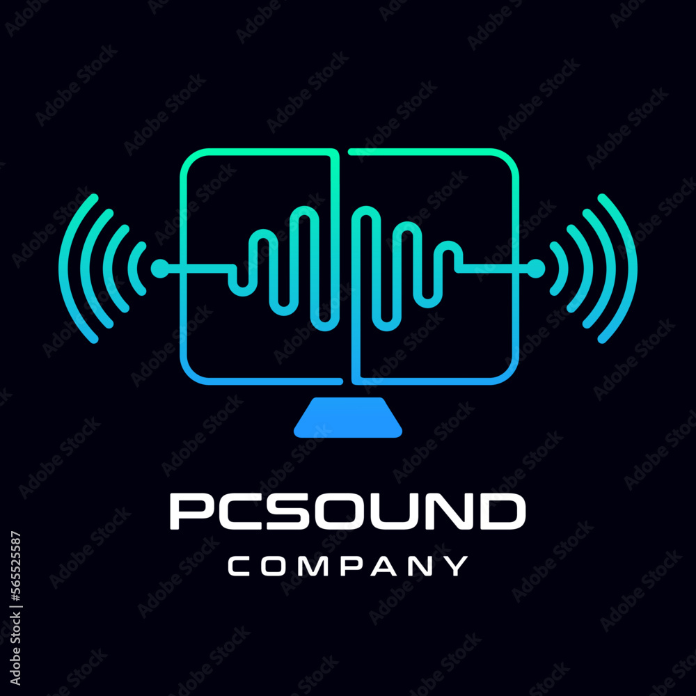 PC Sound technology vector logo template logo. PC Sound technology vector logo template logo.